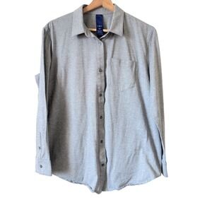 KIT AND ACE Mens Grey Long Sleeve Button Down Shirt Size Medium